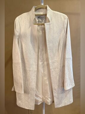 Worth longline open-front leather jacket distinctive ivory snakeskin pattern SM